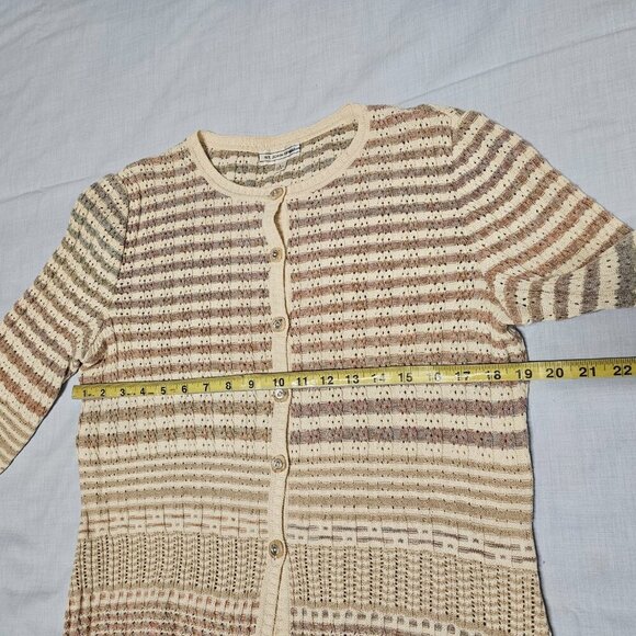 St. John Sport Button Up 3/4 Sleeve Heathered Women Size L Striped - Picture 9 of 16